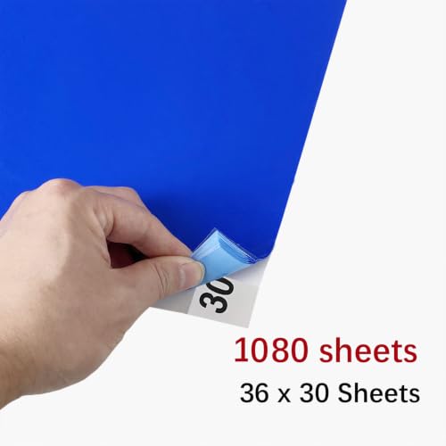 Image of Sticky mat with Adhesive,1080 Sheets,Tacky pad 24 inch x 36 inch,36 Packs of 30 Blue Sheets Each,for Construction,Science Lab Door Matting,Cleanroom,Laboratory and Hospital. (36, Blue, 24 inchx36 inch)