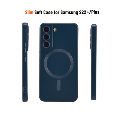 Image of Magnetic Case for Samsung Galaxy S22 Plus, Soft Silicone Slim Fit Anti-Scratch Case with Camera Protection, Compatible with MagSafe, Green