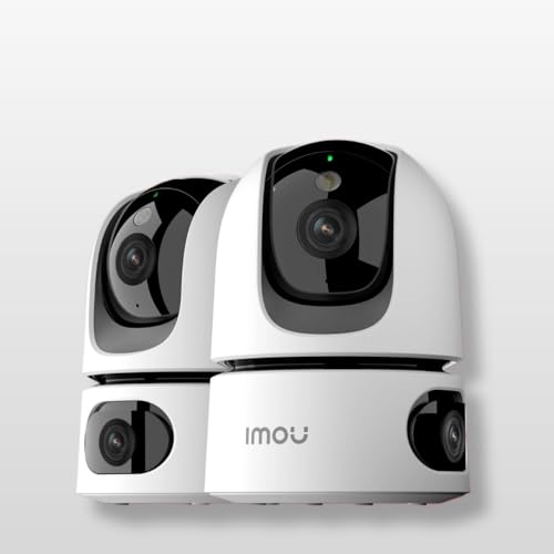 Imou Dual-Lens 2K+2K Indoor Security Camera, House Security Camera 360°Full Coverage, Pet Baby Camera with APP, Color Night Vision, Human/Pet/Sound/Motion Detection, Siren Spotlight, 2 Pack