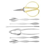 SHINEOFI Juego de 7 Piezas de Herramientas para Comer Mariscos, Pinzas y Tijeras de Cangrejo de Acero Inoxidable, Pala para Patas de Cangrejo, Colores Surtidos, Adecuado Color Aleatorio