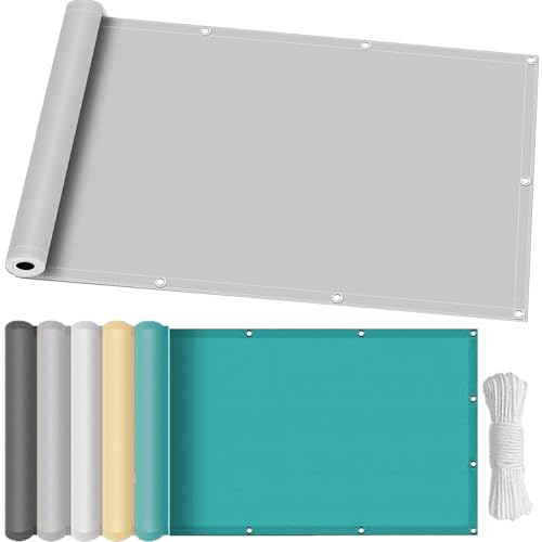 Toldo Vela Impermeable 240 x 540 cm Impermeable Protección UV, Rectangular Toldos Exterior Terraza, Lona de Sombra Poliéster, Prueba de Viento para Balcón, Terraza, Playa, Gris Claro
