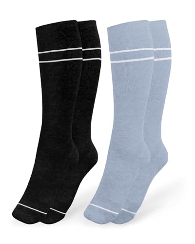 Kindred Bravely Compression Socks 2-Pack | Graduated Compression Socks for Circulation Pregnancy Travel (Stone Blue & Black, Small)