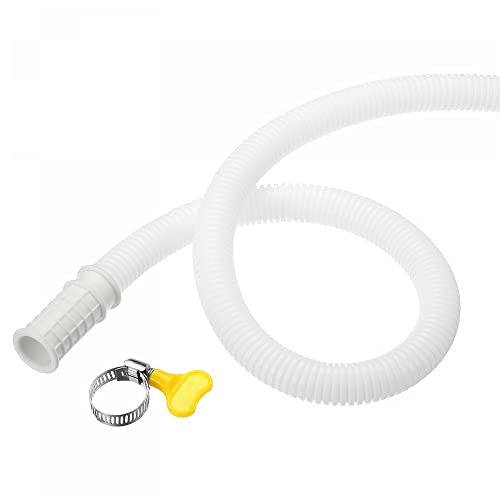 sourcing map Universal Air Conditioner Drain Hose 16mm ID 6.6ft with Clamp for AC Units Washing Machine, White Pack of 2