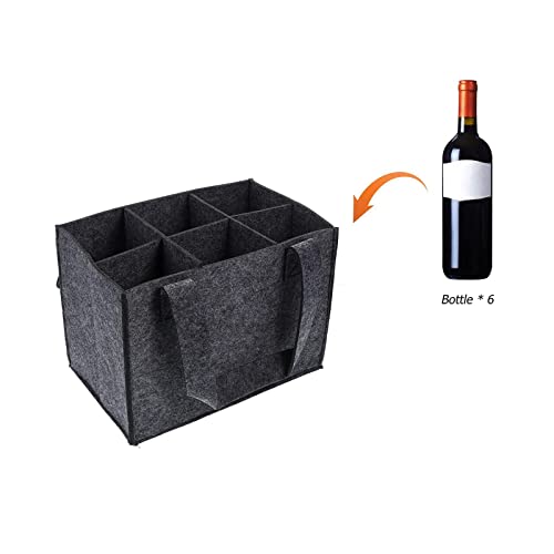 HuadaXtai 6 Pièces Portebouteilles de Vin Pochette de Transport Sac à Bouteilles Feutrine Poignée Pliable Adapté au Camping Cadeau, Gris – vue 7