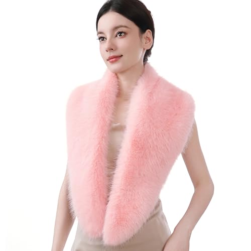 Dikoaina Extra Large Womens Faux Fur Collar for Winter Coat (Pure Pink 100cm)