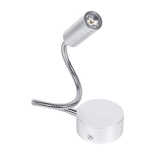 FTVOGUE Lampada da lettura a parete con luce flessibile a collo di cigno Lampada da letto a luce bianca calda/fredda AC85-265V 1W / 3W(warm white(3500k)-1W)