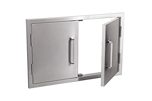 Bonfire Outdoor Kitchen Double Access Door,33X22 Inch,304 Stainless Steel Bbq Grill Doors ,Cbadd,Silver #TOP3