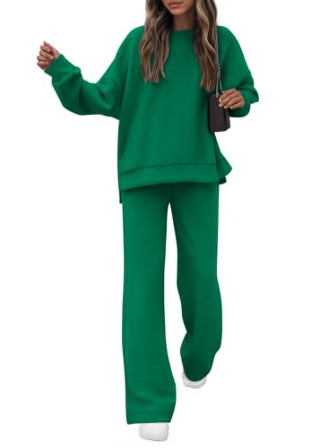 KIRUNDO Sweatsuits 2 Piece Outfit Matching Lounge Sweat Set(Green, S) - image 1