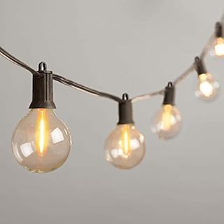 Kawaya Outdoor String Lights Mains Powered 25FT Outdoor LED String Lighting Waterproof IP65 Garden Festoon Lights Soft White with 12+1 Edison Bulbs for Outside Gazebo Backyard Balcony Bar Porch Party