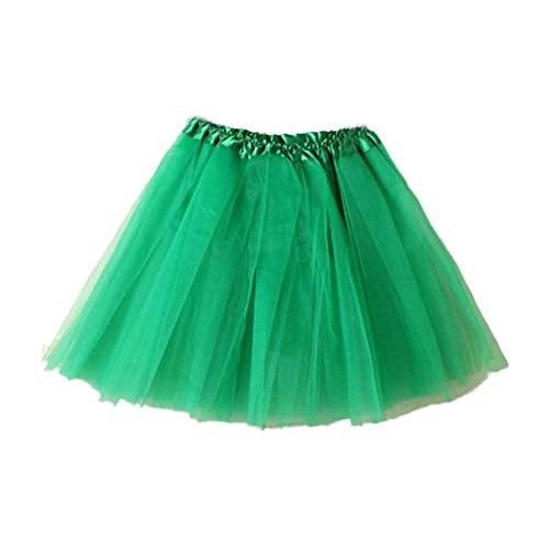 HOOUDO Jupe Tutu Fille,Jupe en Tulle Femme,Womens Haute Qualité PlisséE Gaze Robe Courte Tutu Adulte Danse Jupe B-Vert Taille Unique