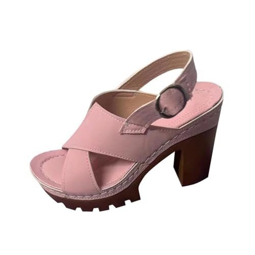 Sandales à talon haut épais femme chaussure été avec boucle