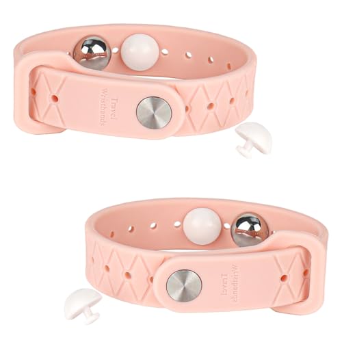 Pulsera para el mal de mar 1 par Pulseras para el mal de mar Pulsera de acupresión para el mareo Pulsera de puesta a tierra Pulsera náuseas embarazo para náuseas matutinas mareos cinetosis banda rosa