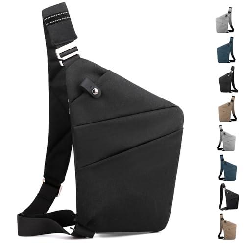 Anti Theft Crossbody Travel Bag - Multi-pocket Shoulder Bag with Adjustable Strap,Slim Sling Bag for Women Men