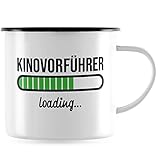 JUNIWORDS Emaille-Tasse, Kinovorführer loading, Schwarzer Tassenrand (6203019)