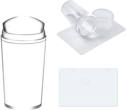 Nail Art Stamper,Jelly Stamper French avec Racleurs,Gelée d'estampage en silicone transparente avec grattoir,Outil d'impression de manucure bricolage accessoires d'art d'ongle Cover