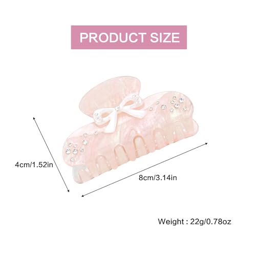 Pinza para cabello con diseño de moño brillante color rosa miniatura 2