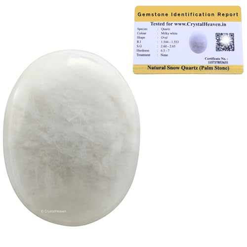 Image of Certified White Agate Snow Quartz Crystal Palm Pebbles Stones for Anxiety Stress Relief Massage - AAA Grade Original Healing Gemstone Agate Palm Stone for Yoga Meditation Spiritual Reiki Feng Shui