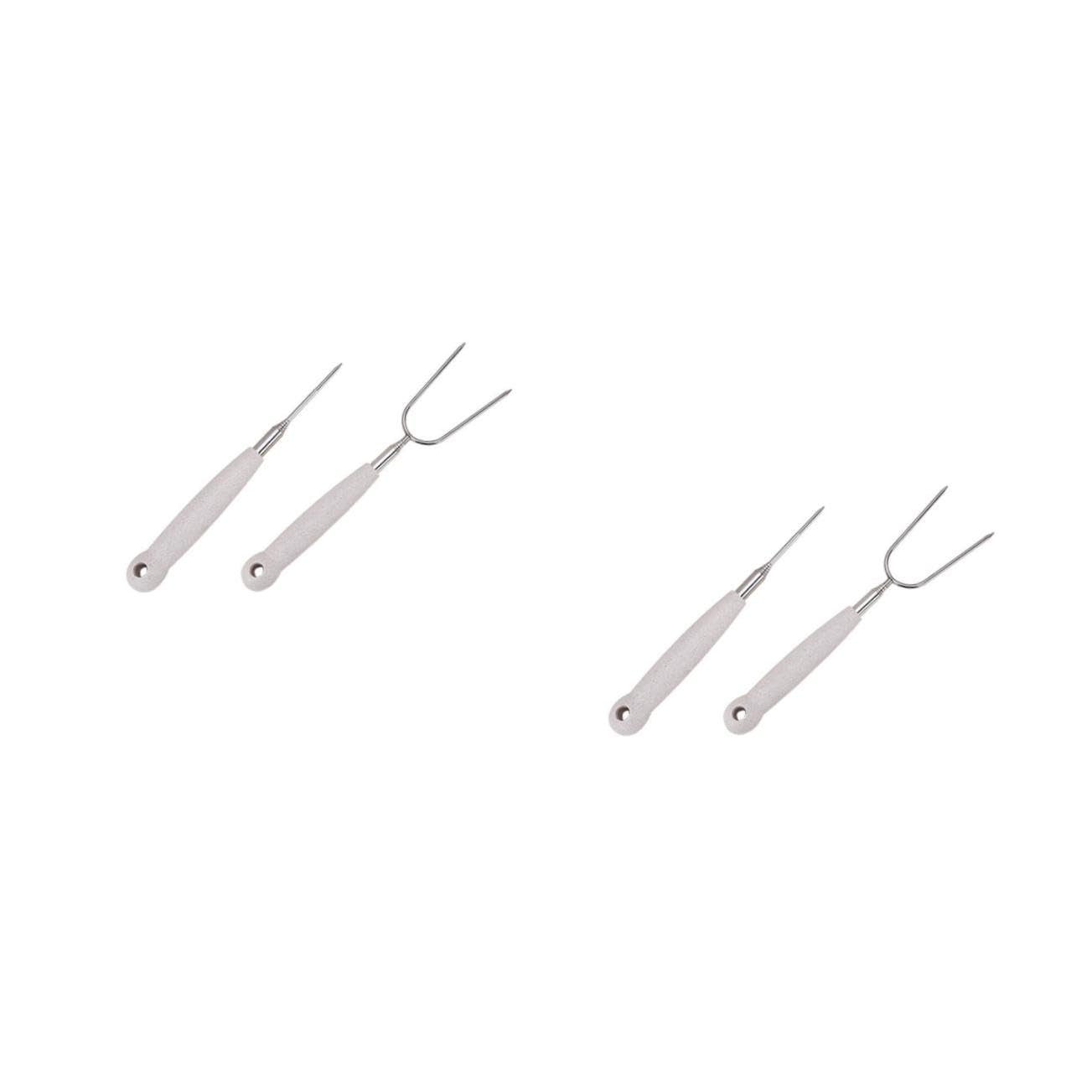 GALPADA 2sets Grill Skewers for Barbecue BBQ Fork Set Stainless Steel Barbecue Accessories Outdoor Camping Must-Have 2pcs*2