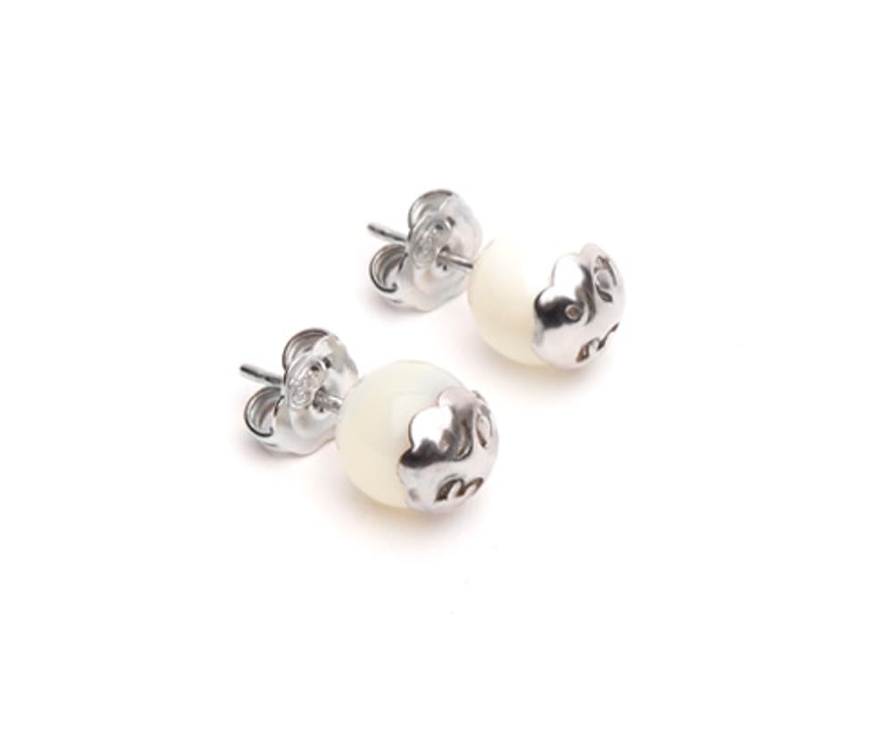 Tamashii orecchini Sphere con pietra madreperla di 8 mm e OM in argento 925.EHST8-39