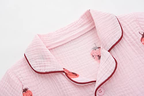 Image of BINIDUCKLING Toddler Pajama Set Short Sleeve Sleepwear Boy Girl Button Down Pjs Cotton Loungewear Nightclothes