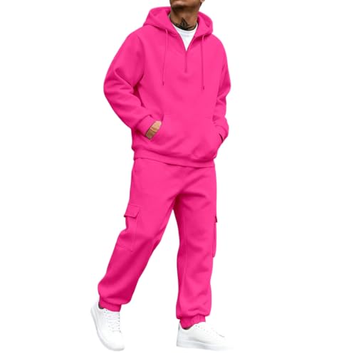 CSVBVSQ Sweat Suit Set,Men Sweatsuits Sets Half Zip Hoodie With