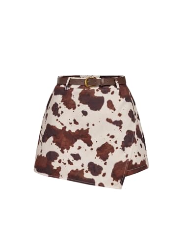 GORGLITTER Womens Cow Print Wrap Mini Skirts A Line Western Cowgirl Skorts