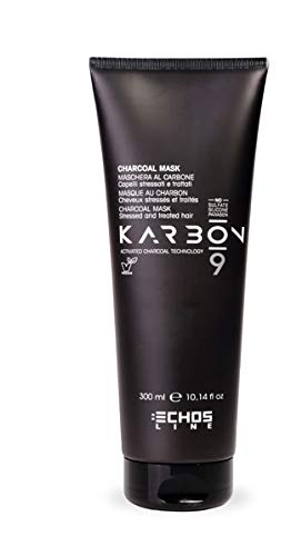 ECHOSLINE Karbon 9 Charcoal Mask-Masque au Charbon pour Cheveux stressés et traités-300 ML, Multicolor, One Size Cover