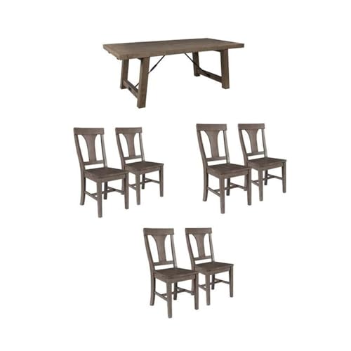 Home Square Set of 7 Wood Extension Dining Table and