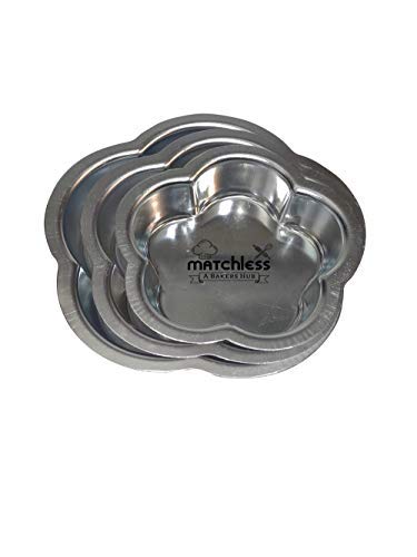 Matchless A Bakers HUB – Aluminium Flower Shape Cake Mould Set of 3 | Cake Mould Aluminium Cake Tin Microwave Oven | Cheese Cake Mould | Cooker with Removable Base | Non-Stick Cake Tins/Pan/Trays for Microwave Oven and Bakeware | Birthday Cake Mould ( Flower Mould )
