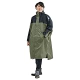 [アメトハレ] レインポンチョ リュック対応 自転車用 男女兼用 レインコート AH-100 ハイポンチョDX (JP, アルファベット, L, カーキ×ブラック)