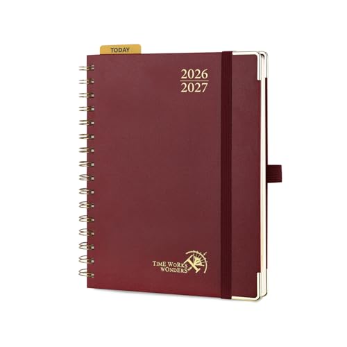 POPRUN Kalender 2026 2027 Buchkalender Ringbuch mit Hardcover, ca. A4 (26,5 x 21,5 cm), 17-Monate-Terminplaner (Aug.2026-Dez.2027), Wochenplaner 2026 2027