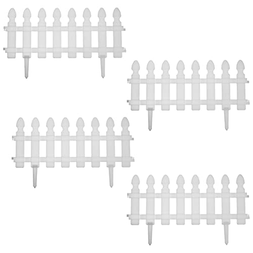 Hameio 4 Stücke Miniatur Gartenzaun, Kunststoff Zaun - Abnehmbare Gartenkante Picket Fechten Weißer Garten Grenze Rand Für Innenhöfe Farmen Outdoor Yard Blumenbeete Dekor Cover