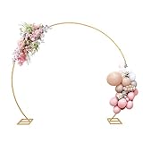 Picture of yumiaohe 8FT Balloon Arch Stand Gold, Stable Round Arch Backdrop Stand Metal Frame for Wedding Birthday Parties Baby Shower Anniversary Ceremony Candy Table Christmas Decoration