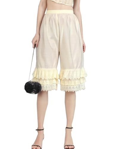 Womens Lace Renaissance Shorts Pettipants Sleepwear Pants Lightweight Knee Length Blommer Pants