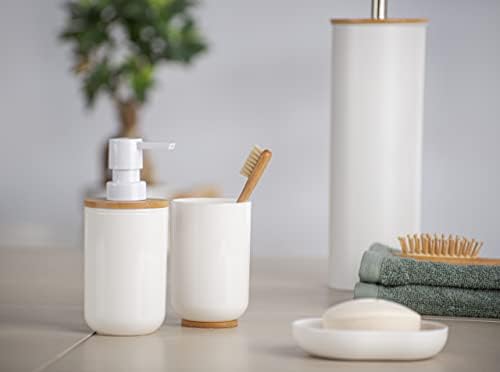 WENKO Posa biały dozownik mydła - dozownik mydła w płynie Pojemność: 0,33 l, plastik, 7 x 16,5 x 8 cm, biały