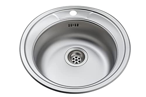 Rundspüle Edelstahlspüle Campingspüle Durchmesser 50cm Edelstahlspüle Einbauspüle Aufbauspüle Spülbecken Spüle Küchenspüle K50 Cover