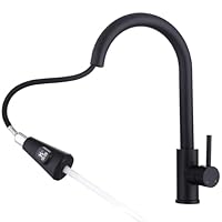 HOMELODY Wasserhahn Küche Schwarz mit LED Temperaturanzeige, Küchenarmatur Ausziehbar, Hochdruck Mischbatterie Spültischarmatur aus Edelstahl mit 2 Strahlarten, Einfache Installation