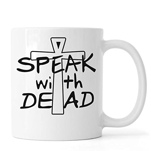 I Speak with The Dead Egyptian Cross Symbol Taza de café de té de cerámica Blanco