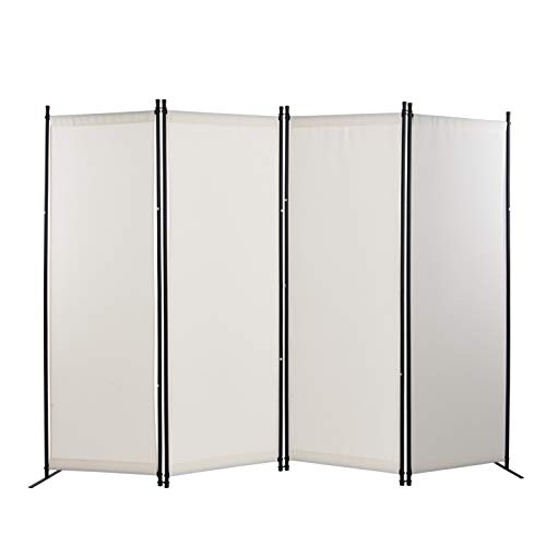 Ecolinear 4 Panel Room Divider Folding Screen Home Office Dorm Indoor Decor Privacy Accents (White)