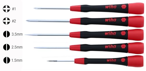 Image of Wiha 26195 5 Piece PicoFinish Slotted and Phillips Precision Screwdriver Set