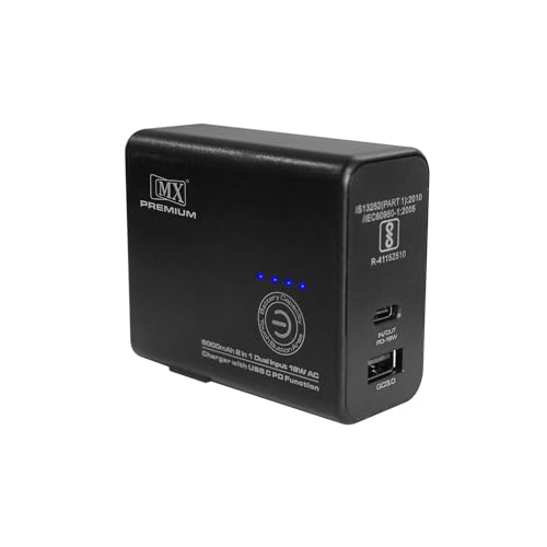 Image of MX 5000mAh 2-in-1 Powerbank with Wall Charger| Dual USB Ports | Portable Fast Charging for iPhone, Android & USB Devices | Compact Travel-Friendly Charger