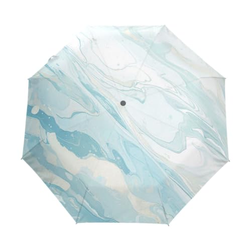 Parapluies coupe-vent automatiques de luxe texture marbre bleu doux