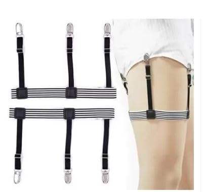 lazarspace Black and White Men Shirt Stays Adjustable Elastic Shirt Tucker Garter Non-slip Clamps for men women Police Businessmen-picture-33