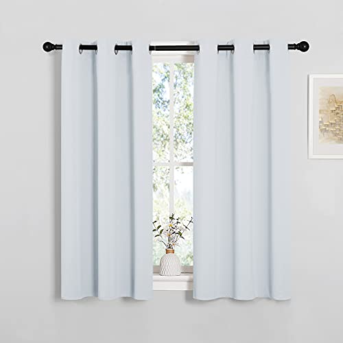 Image of NICETOWN Room Darkening Draperies Curtains Panels, Window Treatment Thermal Insulated Grommet Room Darkening Curtains /Drapes for Bedroom (Greyish White, 2 Panels, 34 by 45)