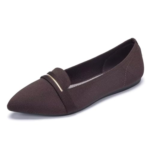 Image of Frank Mully Women's Casual Loafer Flats Slip On Loafer Shoes Comfortable Knit Flat Shoes Classics Pointy Toe Loafer Flats,for Work,Travel