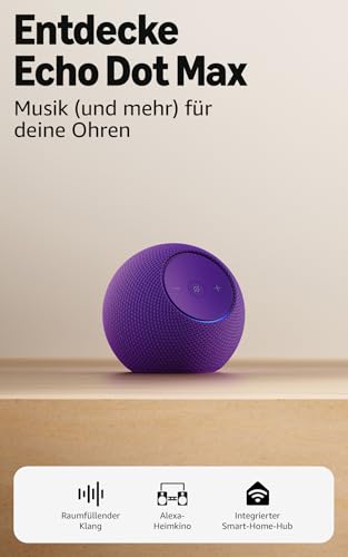 Amazon Echo Dot Max (neueste Generation), Lautsprecher mit raumfüllendem Klang und integriertem Smart-Home-Hub, Amethyst, mit Alexa+ Early Access
