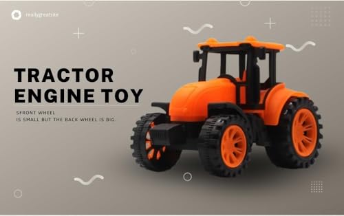 Image of Friction Powered Farm Tractor Toy for Kids Toddlers Boys Girls | Pull Back Medium Tractor Engine Vehicle Toy | Orange Agriculture Tractor Toy Age 3+ | BIS Certified | Made in India | NeoKiddo (orange)
