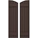 Ekena Millwork ARW101BE414X53TBH Americraft Four 2 Exterior Real Wood Joined Board-n-Batten Shutters w/Elliptical Top (Per Pair), 14"W x 53"H, Raisin Brown