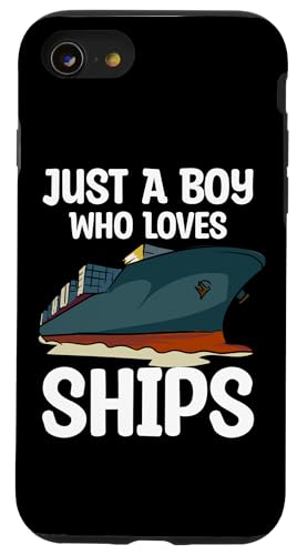 Hülle für iPhone SE (2020) / 7 / 8 Just A Boy Who Loves Ships Bootfahren Boat Lover Funny Sailor