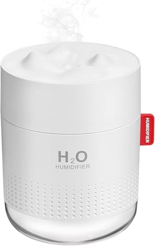 Humidificateur d'Air Bébé, 500ML Mini Humidificateur d'Air Silencieux avec 2 Modes (Continue/Intermittente), humidificateur pour chambre avec lumière de couleur chaude (Blanc)